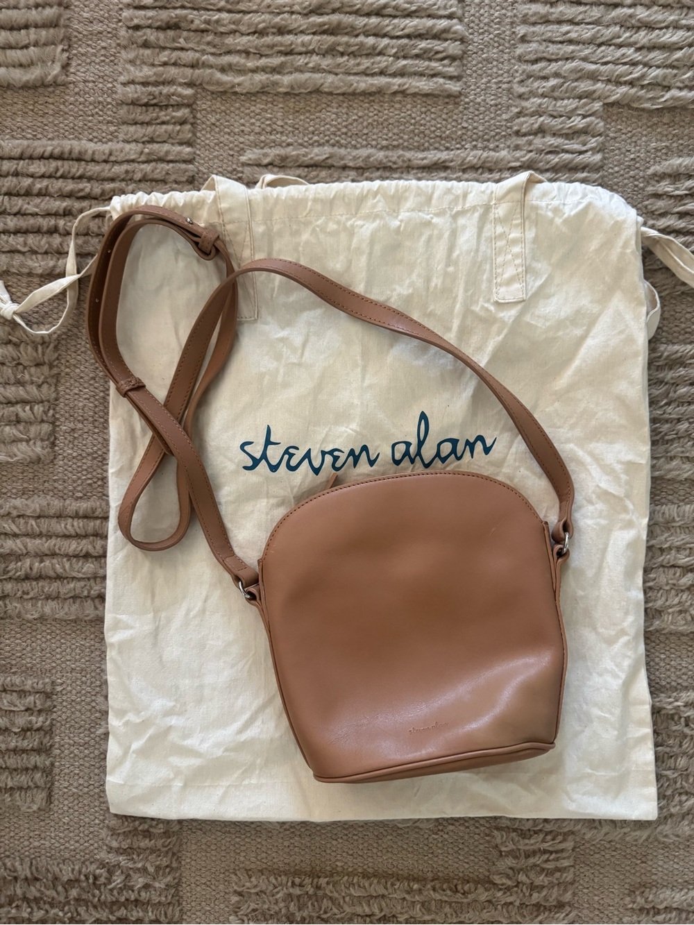 Steven Alan Tan Leather Mini Crossbody Bucket Bag